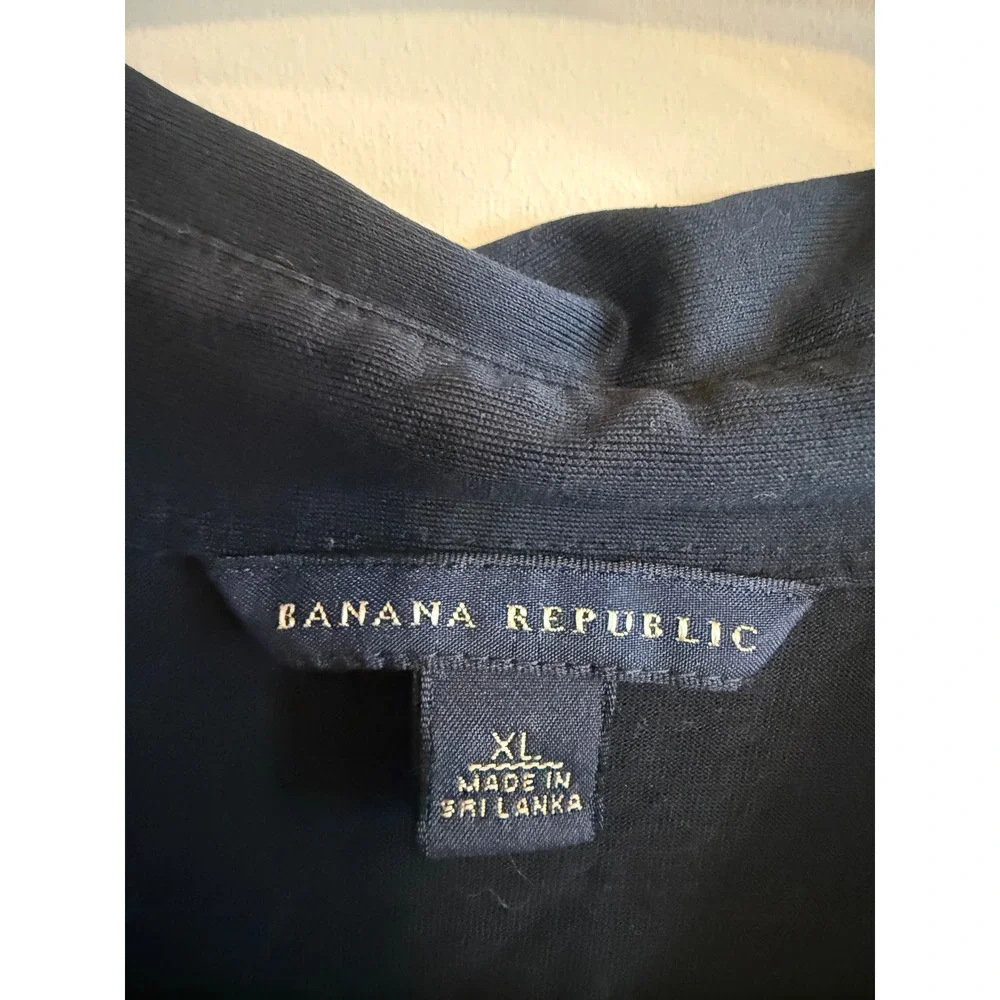 Banana Republic Mens Long‎ Sleeve Button Neck Polo Shirt Black XL